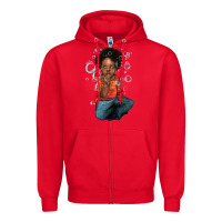Red afro black boy Zipper Hoodie - NancyCooperArtShop