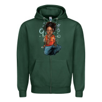 Sports Green afro black boy Zipper Hoodie - NancyCooperArtShop