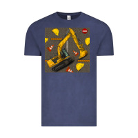 Vintage Denim excavator seamless pattern Vintage Tee - BundleAndBundleShop