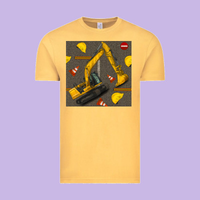 Excavator Seamless Pattern Vintage Tee Designed By Bundleandbundleshop