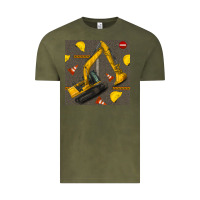 Vintage Olive excavator seamless pattern Vintage Tee - BundleAndBundleShop