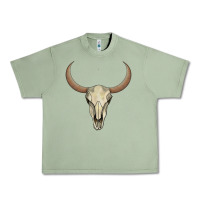 Oil Green bull skull Urban Heavy Tee - AdoDesignShop