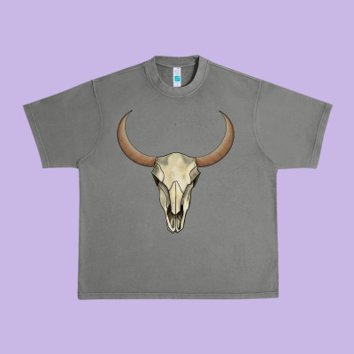 Bull Skull Urban Heavy Tee Designed By Adodesignshop