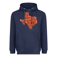 Navy Texas Map Western Tooled Leather Pattern Heavyweight Hoodie - Bettercallsaul
