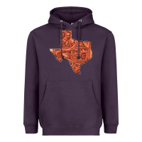 Plum Texas Map Western Tooled Leather Pattern Heavyweight Hoodie - Bettercallsaul