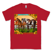 Red Western Ranch Horses Classic Tee - LillyAllenDesigns