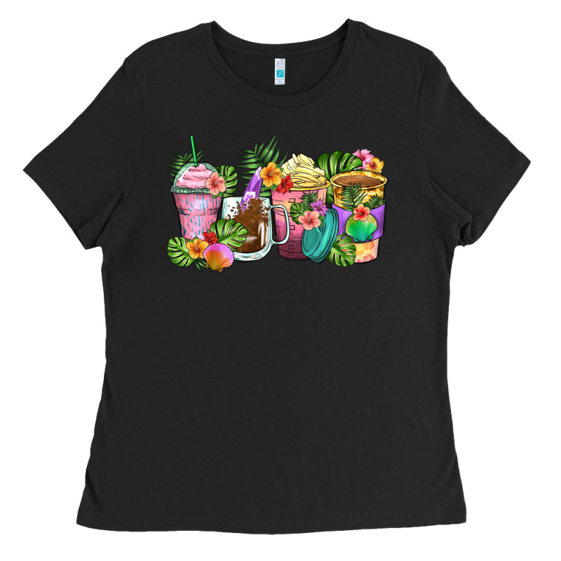 Tropical Coffee Cups Ladies Tee by Zillion Design Studio | Teevron