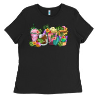 Black tropical coffee cups Ladies Tee - Zillion Design Studio