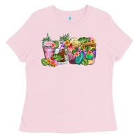 Bubblegum Pink tropical coffee cups Ladies Tee - Zillion Design Studio