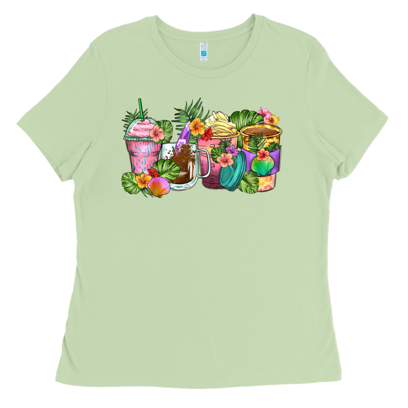 Tropical Coffee Cups Ladies Tee by Zillion Design Studio | Teevron
