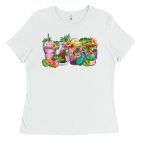White tropical coffee cups Ladies Tee - Zillion Design Studio