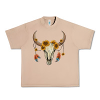 Burro bull skull sunflowers and feathers Urban Heavy Tee - AdoDesignShop