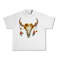 Lunar Rock bull skull sunflowers and feathers Urban Heavy Tee - AdoDesignShop
