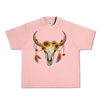 Salmon bull skull sunflowers and feathers Urban Heavy Tee - AdoDesignShop