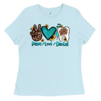 Baby Blue peace love dental Ladies Tee - JahusDesignShop
