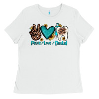 White peace love dental Ladies Tee - JahusDesignShop