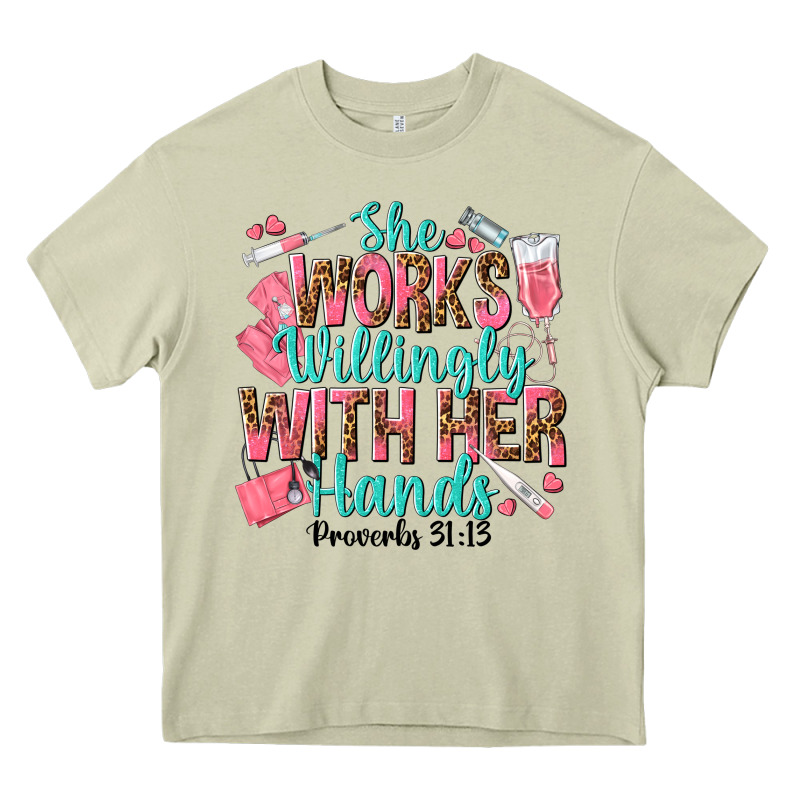 She Works Willingly With Her Hands Heavy Core Tee by texasbilliewilder | Teevron