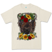 Bone bison face with flowers Premium Tee - RanaPortraitStore
