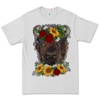 Dove Grey bison face with flowers Premium Tee - RanaPortraitStore
