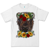 White bison face with flowers Premium Tee - RanaPortraitStore