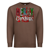 Chestnut Merry Christmas Buffalo Plaid Leopard Premium Sweatshirt - Bettercallsaul