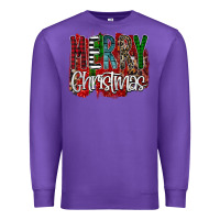 Purple Merry Christmas Buffalo Plaid Leopard Premium Sweatshirt - Bettercallsaul