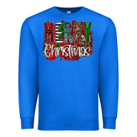 True Royal Merry Christmas Buffalo Plaid Leopard Premium Sweatshirt - Bettercallsaul