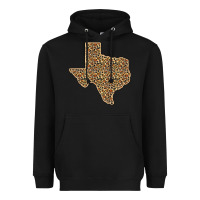 Black Western Texas Map Leopard Pattern Heavyweight Hoodie - Bettercallsaul