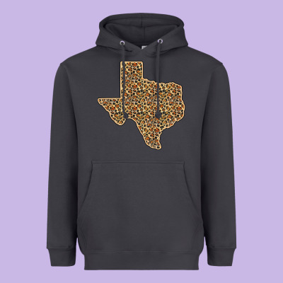 Western Texas Map Leopard Pattern Heavyweight Hoodie Designed By Bettercallsaul