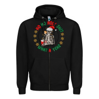 Black ho ho holly shit skeleton santa Zipper Hoodie - MaliasSmallBusiness