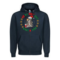 Navy ho ho holly shit skeleton santa Zipper Hoodie - MaliasSmallBusiness