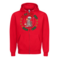 Red ho ho holly shit skeleton santa Zipper Hoodie - MaliasSmallBusiness