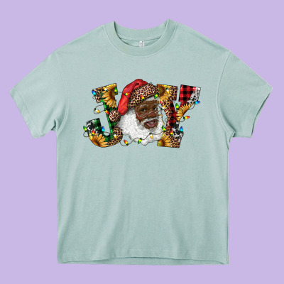 African American Santa Joy With Sunflowers Heavy Core Tee Designed By Ranaportraitstore