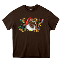 Chocolate Brown african american santa joy with sunflowers Heavy Core Tee - RanaPortraitStore