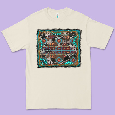 Aztec Background With Gemstone And Cowhide Premium Tee Designed By Ranaportraitstore