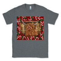 Charcoal Heather Christmas highland cow with candy canes Classic Tee - BarkalooDesign
