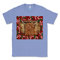 Colony Blue Christmas highland cow with candy canes Classic Tee - BarkalooDesign