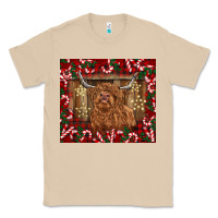 Mushroom Christmas highland cow with candy canes Classic Tee - BarkalooDesign