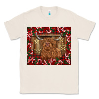 Natural Christmas highland cow with candy canes Classic Tee - BarkalooDesign