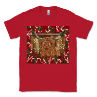Red Christmas highland cow with candy canes Classic Tee - BarkalooDesign