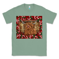 Sage Christmas highland cow with candy canes Classic Tee - BarkalooDesign