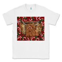 White Christmas highland cow with candy canes Classic Tee - BarkalooDesign