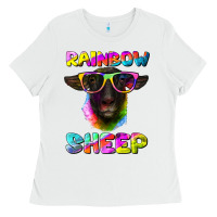 White rainbow sheep suffolk sheep Ladies Tee - RanaPortraitStore