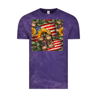 Cloud Purple usa flag with army boot seamless pattern Vintage Tee - BundleAndBundleShop