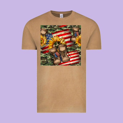 Usa Flag With Army Boot Seamless Pattern Vintage Tee Designed By Bundleandbundleshop