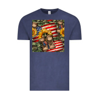 Vintage Denim usa flag with army boot seamless pattern Vintage Tee - BundleAndBundleShop
