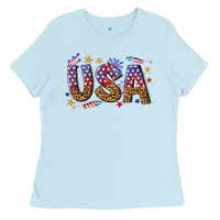 Baby Blue usa 4th of july bw Ladies Tee - texasbilliewilder