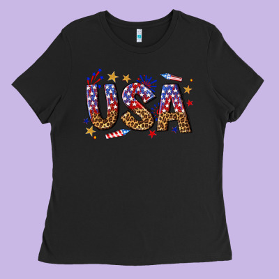 Usa 4th Of July Bw Ladies Tee Designed By Texasbilliewilder