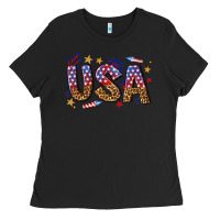 Black usa 4th of july bw Ladies Tee - texasbilliewilder