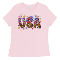 Bubblegum Pink usa 4th of july bw Ladies Tee - texasbilliewilder